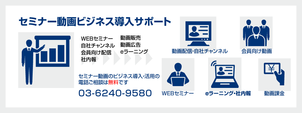 セミナー動画ビジネス　サポート　動画配信　課金　販売